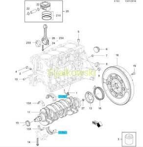 ZESTAW ŁOŻYSK WAŁU KORBOWEGO ASTRA G H J INSIGNIA A MOKKA ZAFIRA B VECTRA C