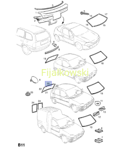 Uszczelka szyby tylnej górna - CORSA B