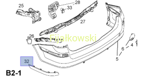 NAKŁADKA ZDERZAKA - LEWY TYŁ - OPEL ASTRA H