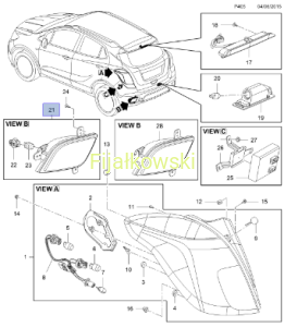 TYLNA LAMPA PRZECIWMGIELNA ZDERZAKA - OPEL MOKKA /MOKKA X