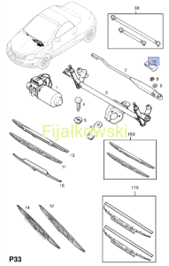 KOŁPAK,  RAMIĘ WYCIERACZKI SZYBY PRZEDNIEJ