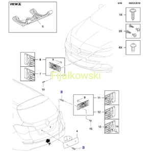 NAKRĘTKA, MOCOWANIE TABLICY REJ. - ASTRA J/K, CROSSLAND X, INSIGNIA B, MERIVA B, ZAFIRA C