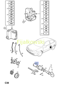 Tuleja wkładu zamka drzwi przednich - Opel Astra G, Zafira B