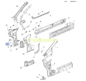 KOREK  (WTYK),  PŁYTA WEWNĘTRZNA SŁUPKA PRZEDNIEGO, 69MM ŚR.ZEW.