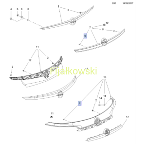 ŚRUBA,  KLAMKA DRZWI BAGAŻNIKOWYCH, M5 X 14  - INSIGNIA A