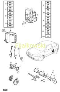 ELEMENT SPRZĘGAJĄCY,  WKŁAD ZAMKA DRZWI PRZEDNICH - OPEL ASTRA G, ZAFIRA B