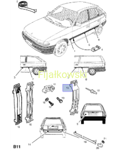 uchwyt listwy ochronnej drzwi bagażnika - Opel Astra F